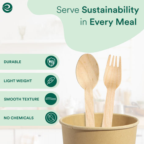 ECO SOUL 160mm | 50 Count | Disposable Spoon and Fork