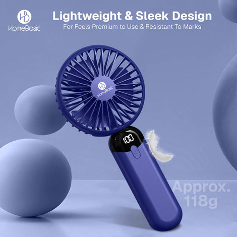 HomeBasic Air Swirle USB Portable Fan, 4500RPM, 2 in 1 Design, 6 Speed modes, LED Display, Blue