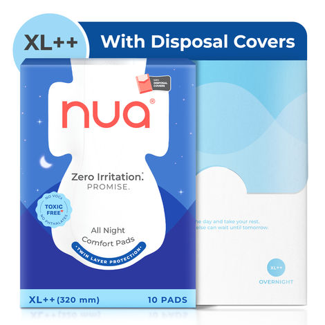 Nua All Night Comfort Sanitary Pads with Disposal Cover |XL++