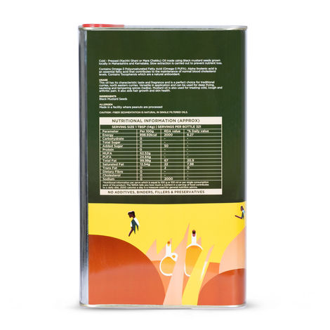 Two Brothers Mustard (Sarson) Wood Pressed Oil Single-filtered | Tin Can | GMO Free