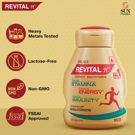 Revital Men Multivitamin with Calcium & Ginseng for Immunity, Strong Bones & Energy (30 Capsules)