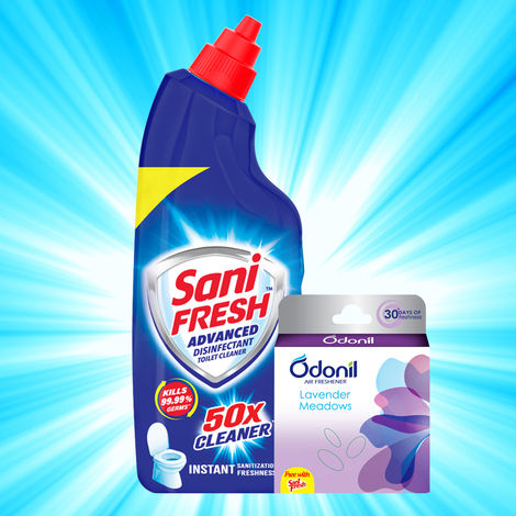 Sanifresh Advance Liquid Toilet Cleaner with Odonil Air Freshener Block