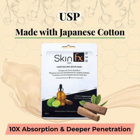 Skin Fx Purifying Men Sheet Mask, Face Mask for Instant Hydration