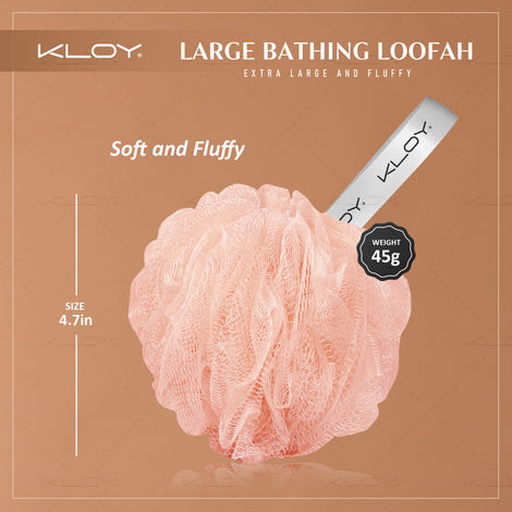 Large Bath Loofah Sponge Scrubber Exfoliator for High Lather Cleansing (Peach and Purple)