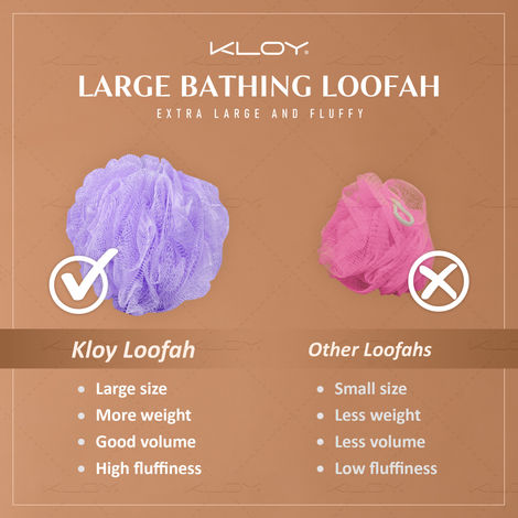 Large Bath Loofah Sponge Scrubber Exfoliator for High Lather Cleansing (Peach and Purple)