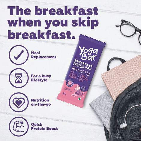 Yoga Bar Breakfast Protein Bar Apricot Fig, Fibre & Protein Rich Granola Bar