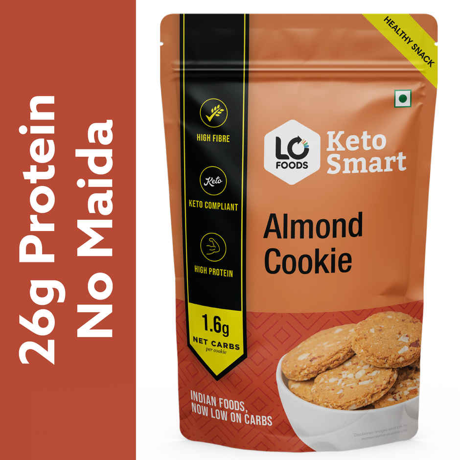 Lo Foods Ultra Low Carb Keto Flour, Keto Friendly Select Multigrain Atta With Almond Flour (1kg) & Lo! Foods Keto Cookies Almond Flavoured Biscuits (100g) Combo