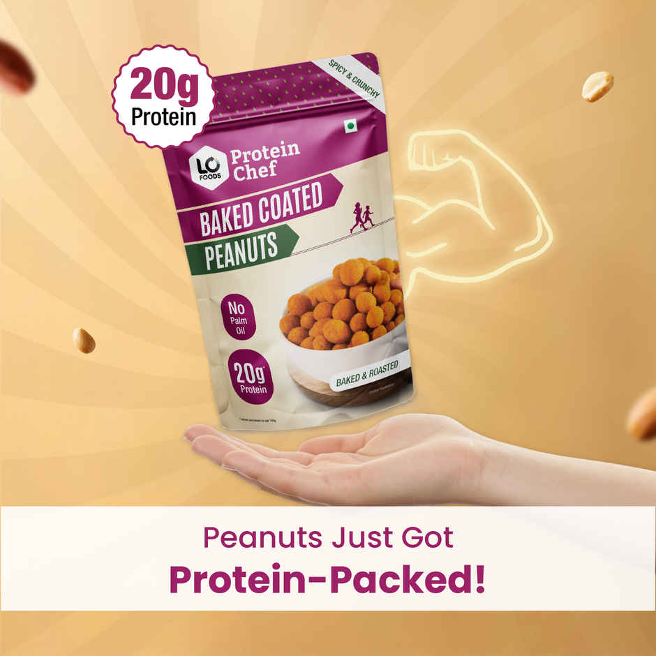 Protein Chef Baked Coated Peanuts | No Palm Oil Masala Roasted 20g Protein Healthy Snacks