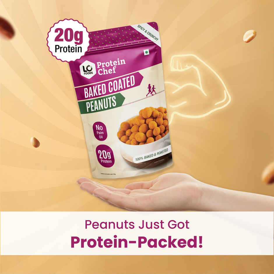Protein Chef Baked Coated Peanuts Namkeen |No Palm Oil, Roasted High Protein Spicy Masala Snacks