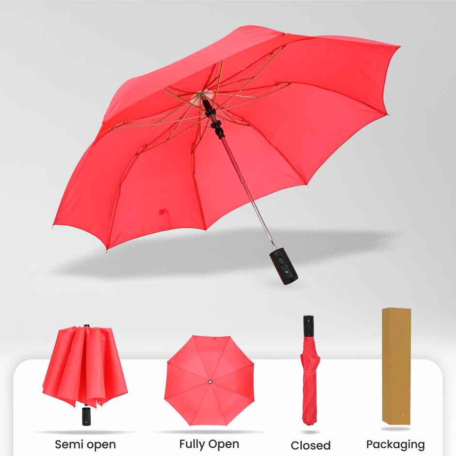 Eume Leatrix 21 Inch 2 Fold Auto-Open Umbrella | Red