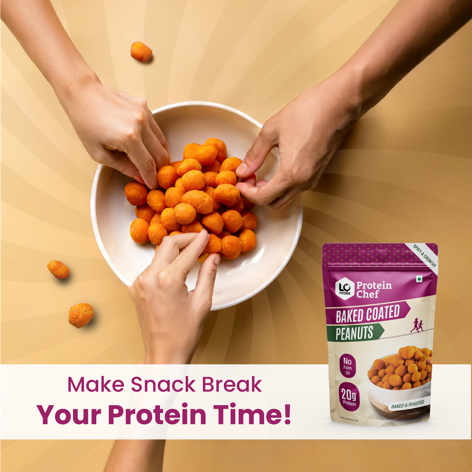 Protein Chef Baked Coated Peanuts | No Palm Oil Masala Roasted 20g Protein Healthy Snacks