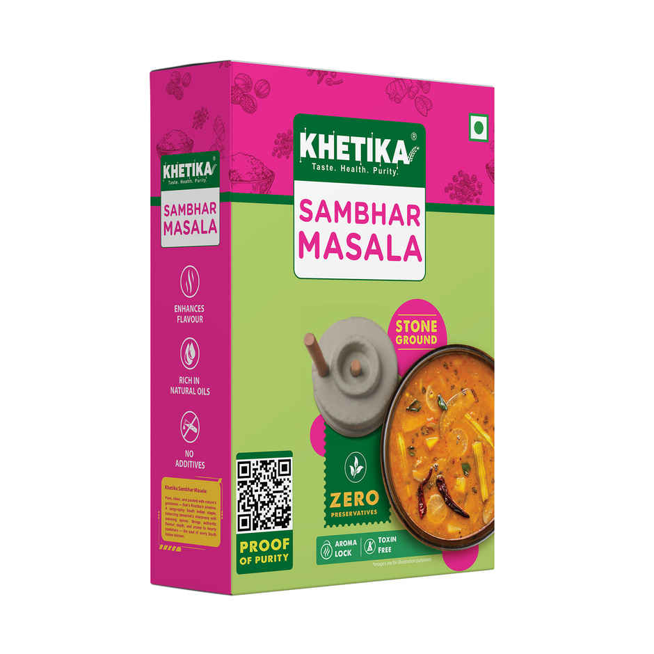 Khetika Sambhar Masala | Stone Ground | Zero Preservatives & Rich Aroma