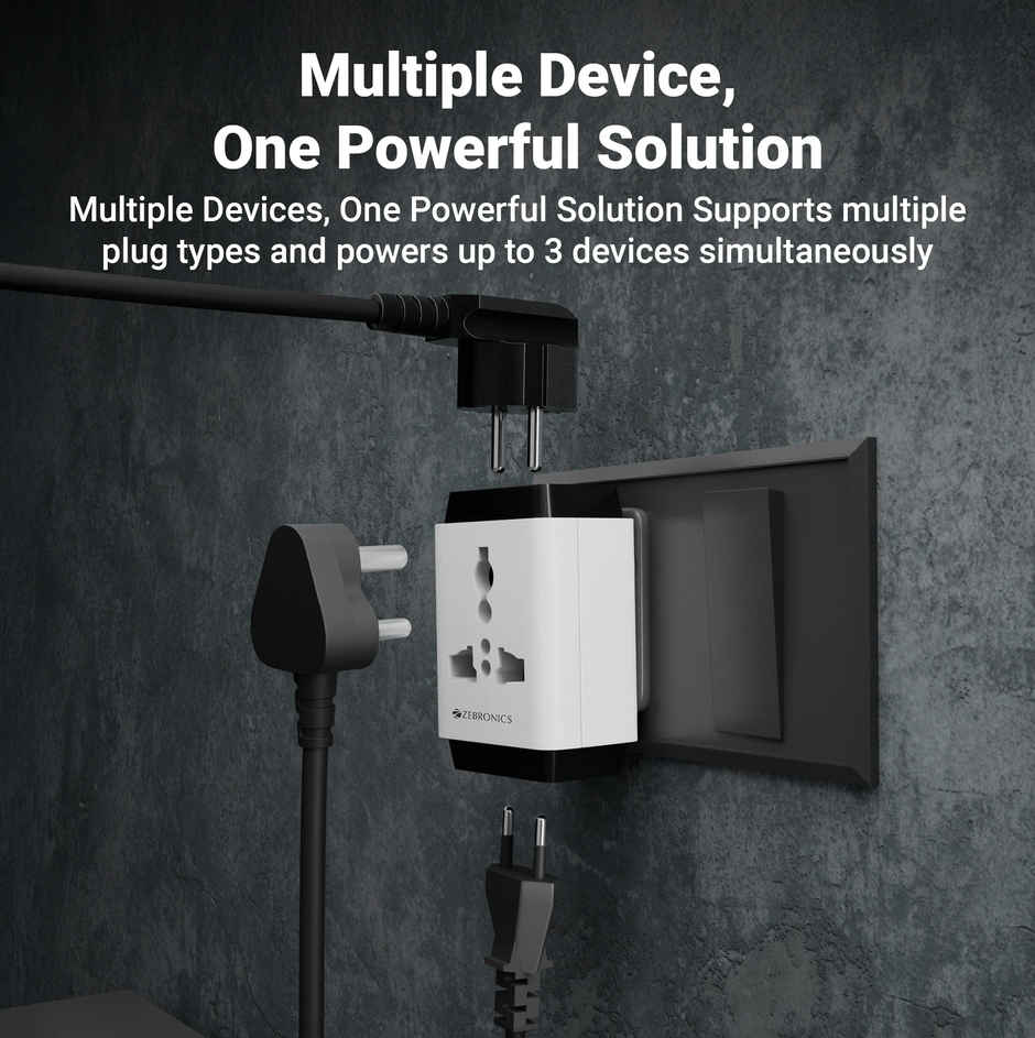 Zebronics Power Plug 31 Power Extension Socket,1440 Watts, 6 Amps, 3x High Quality Universal Socket