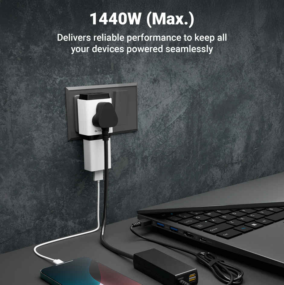 Zebronics Power Plug 31 Power Extension Socket,1440 Watts, 6 Amps, 3x High Quality Universal Socket