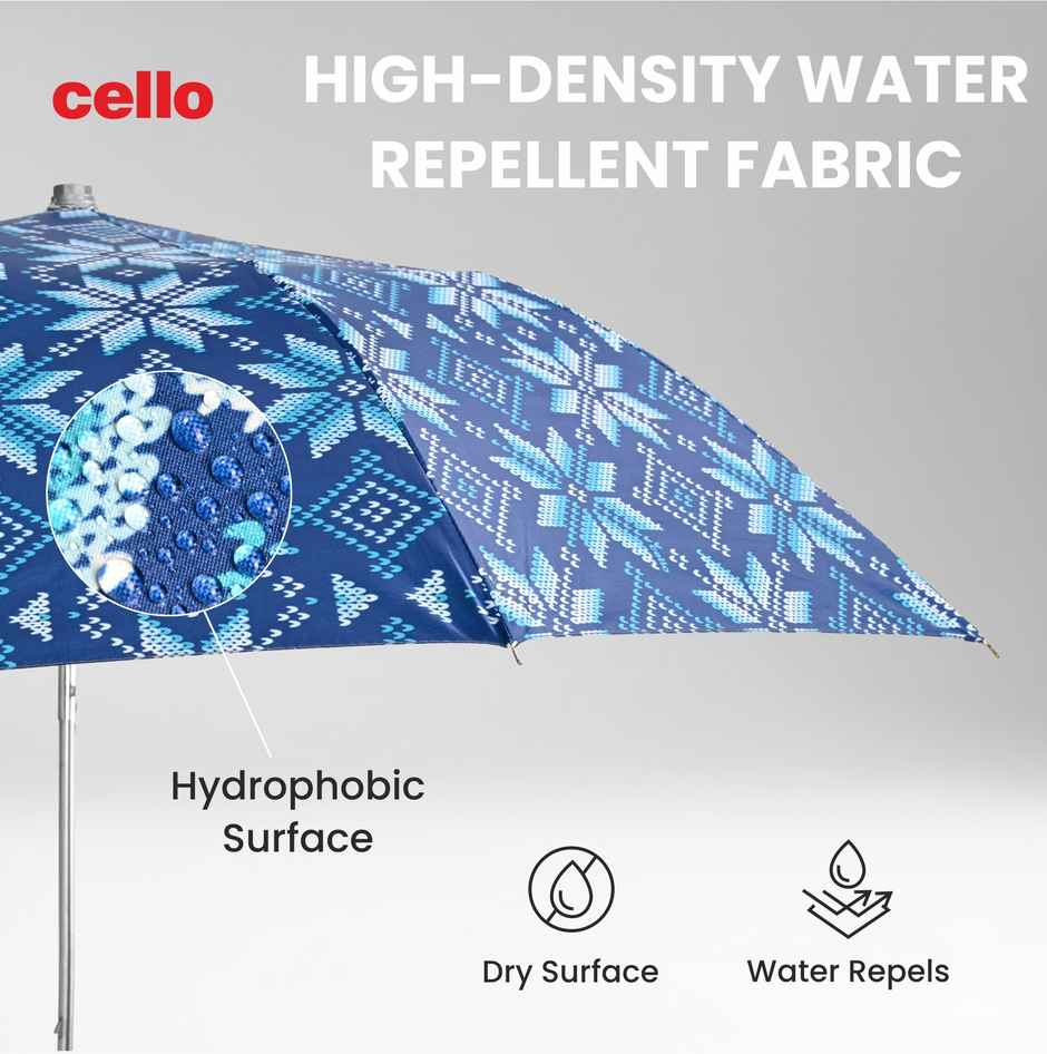 Cello Megha 21 Inch 2 Fold Mix Print Umbrella | Silver Blue