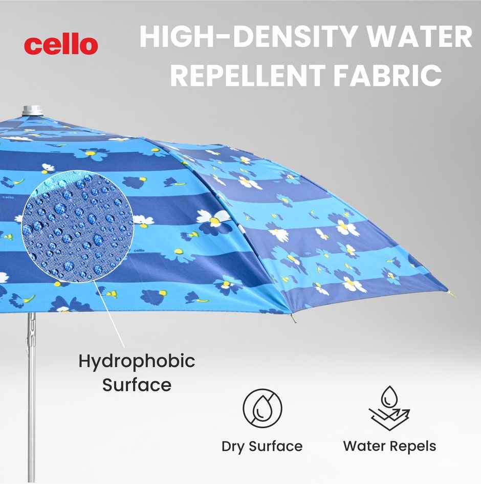 Cello Megha 21 Inch 2 Fold Mix Print Umbrella | Silver Navy Blue
