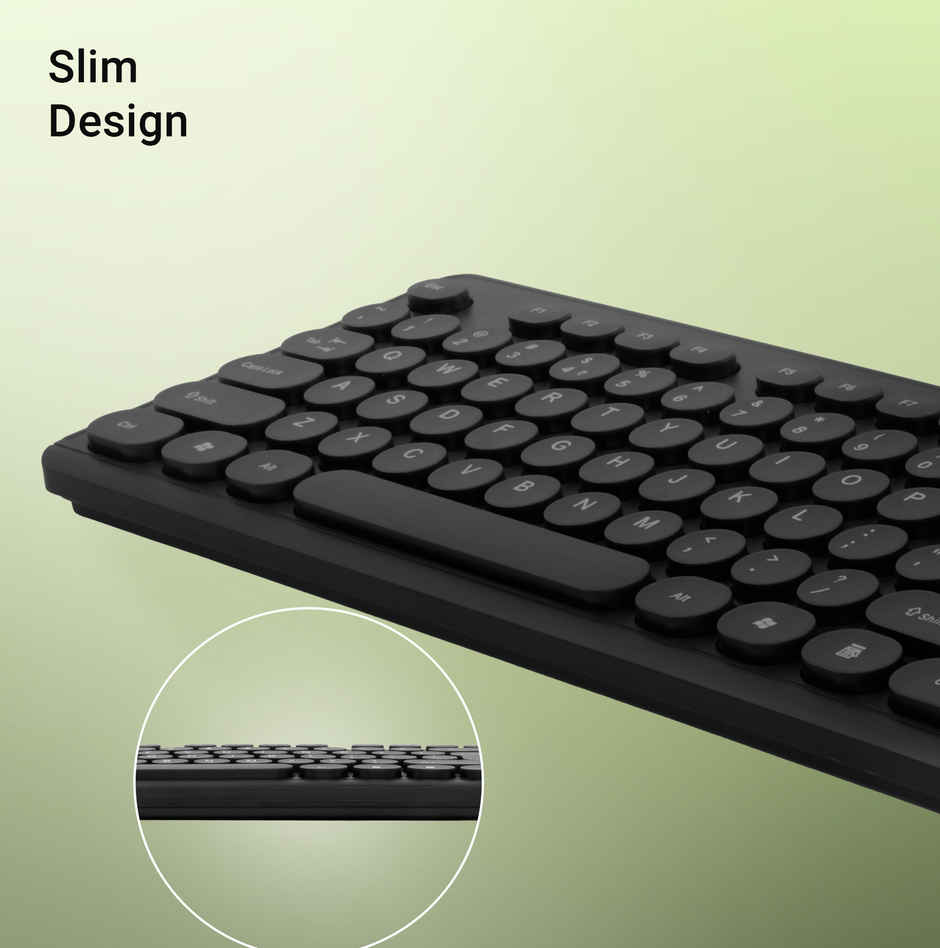 Zebronics K24 Wired USB Keyboard, 104 Keys, Long Life 8 Million Keystrokes, Silent & Comfortable Use, Slim Design, Retractable Stand, 1.5 Meter Textured Cable, UV Coated keycaps -  Black