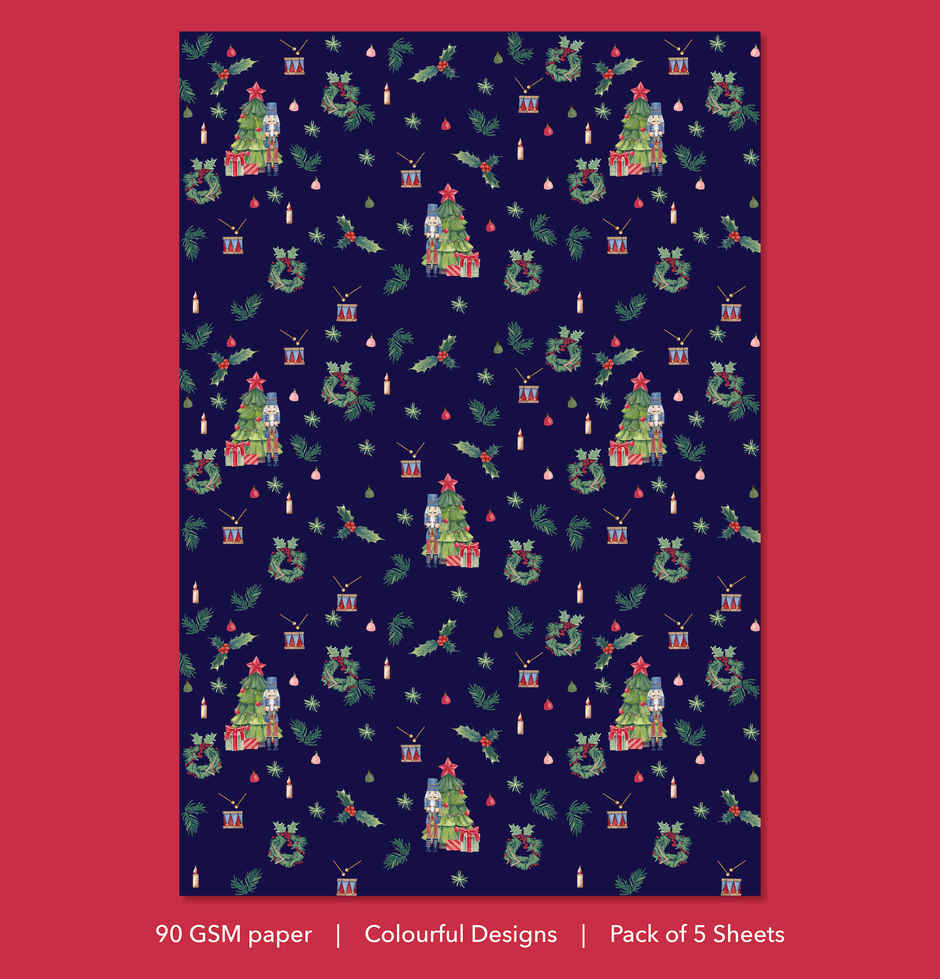 Tiger Notes Gift Wrap Xmas | Blue - 29 x 19 in