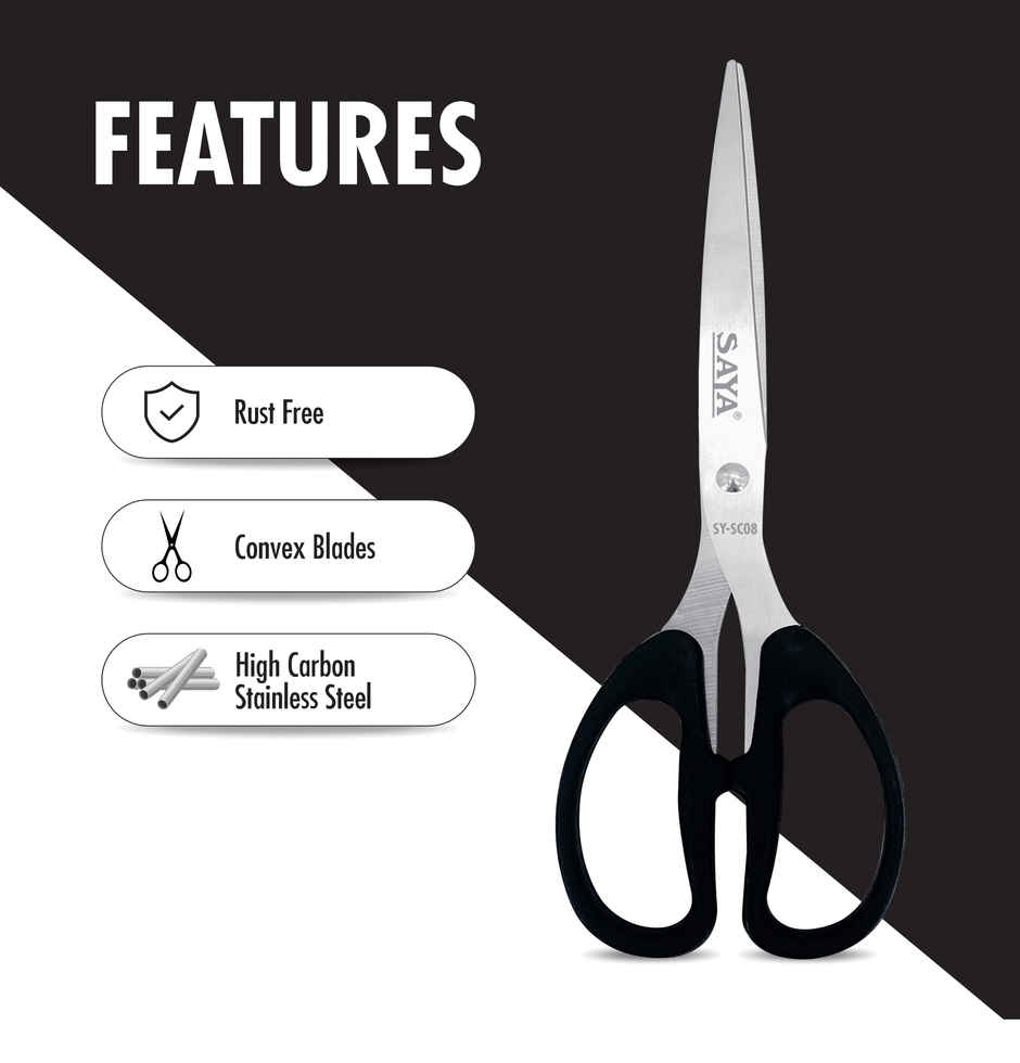 Saya Premium Stainless Steel Scissors - 8.25 in Precision Cutting Shears | Assorted