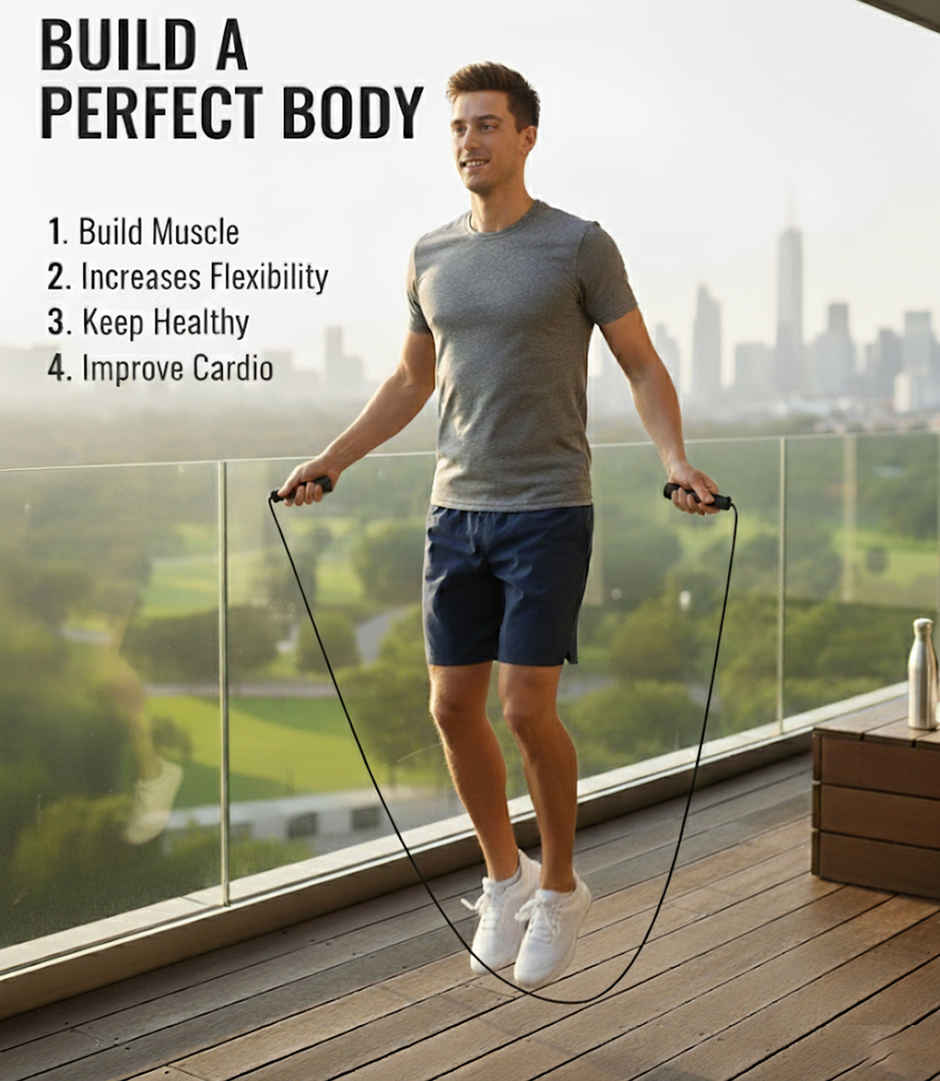 Mayor Fitness Adjustable Skipping Rope Tangle Free Jumping Rope | Freestyle Skipping Rope | Black