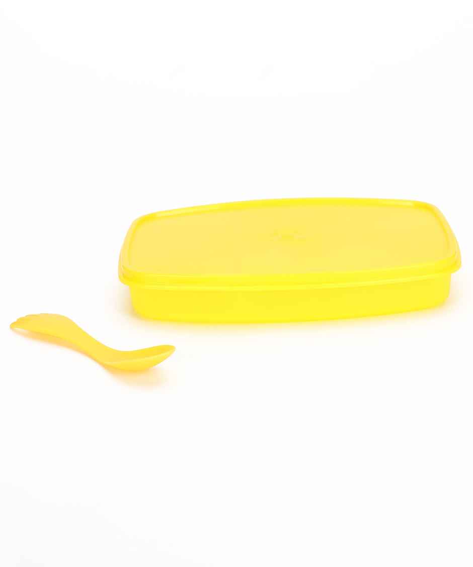 Java 400 ml Plastic Lite Lunch Box with Spork - Yellow