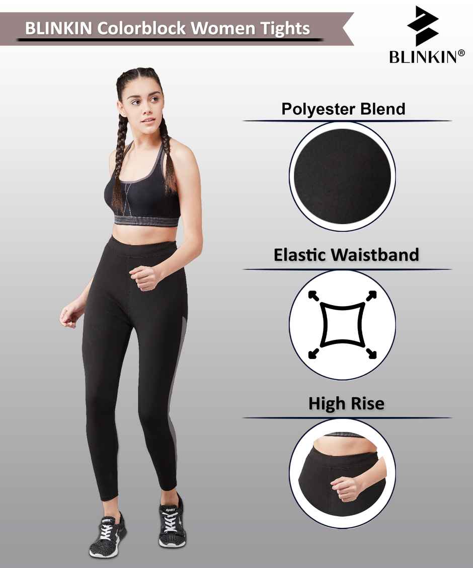 Blinkin Women's Gym Tights & Pants - Black | Grey | Active Wear | Yoga Pants | XL