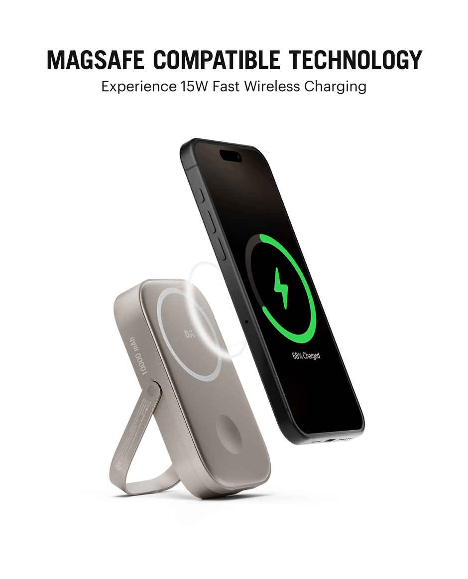 Dailyobjects Loop Qi2 | Certified Magsafe | Compatible Aluminium Power Bank 10000 mAh | Titanium