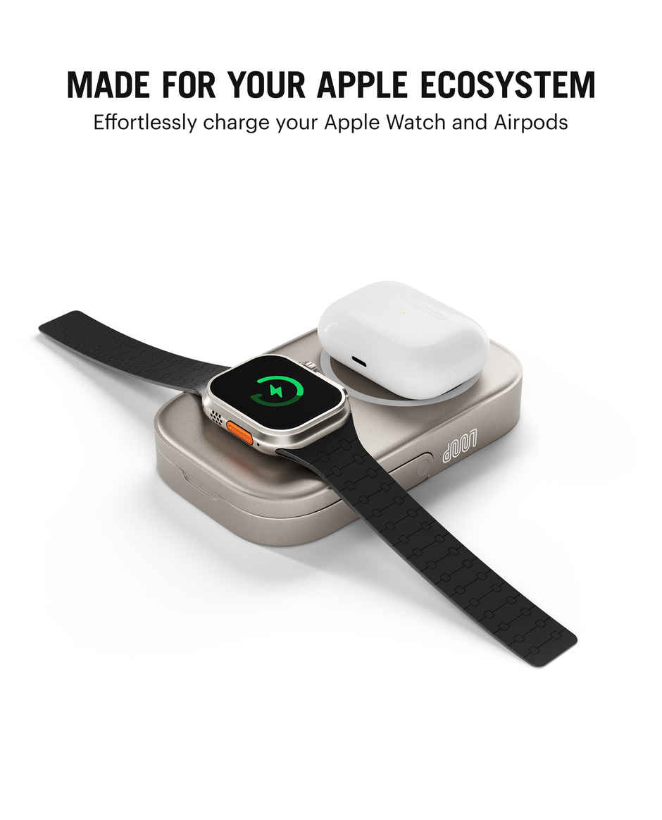 Dailyobjects Loop Qi2 | Certified Magsafe | Compatible Aluminium Power Bank 10000 mAh | Titanium
