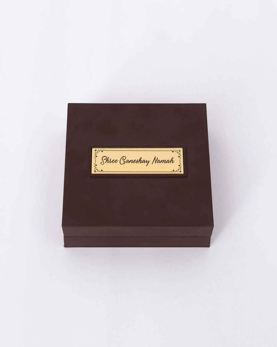 House of Wemy Golden Lord Ganesha - Charan Paduka Brown Box | Medium