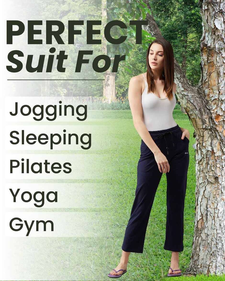 Blinkin Women's Cotton Track Pants With Side Pockets | Black Navy - 3XL