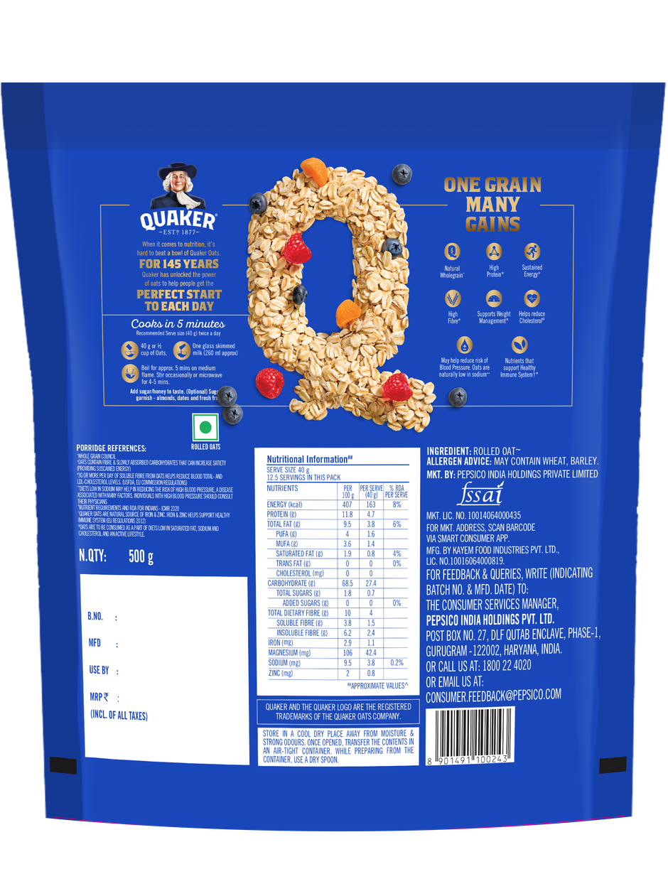 Quaker Natural Wholegrain Rolled Oats
