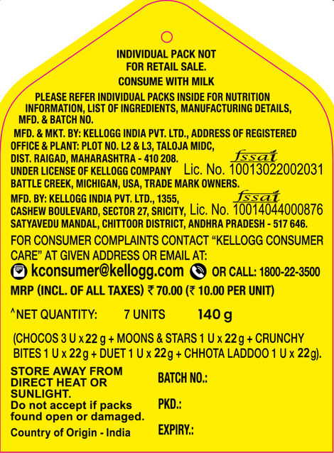 Kellogg's Chocos, Moons and Stars Duet, Crunchy Bites and Chhota Laddoo | Pack of 7