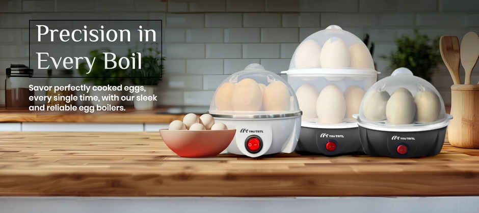 truTRTL Smart Instant Egg Boiler Machine 350 Watts | Plastic, 414 ml, Boil upto 7 Eggs (Hard, Medium, Soft)Automatic, Overheat Protection - Black