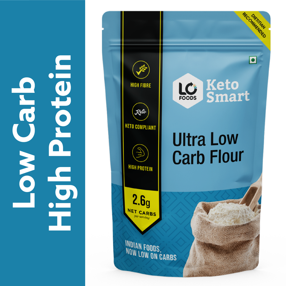 Lo Foods Ultra Low Carb Keto Flour, Keto Friendly Select Multigrain Atta With Almond Flour (1kg) & Lo! Foods Keto Cookies Almond Flavoured Biscuits (100g) Combo