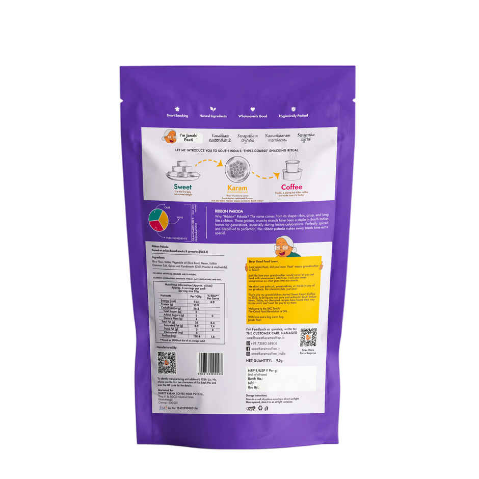 Sweet Karam Coffee Ribbon Pakoda Namkeen Snacks - No Palm Oil, No Preservatives