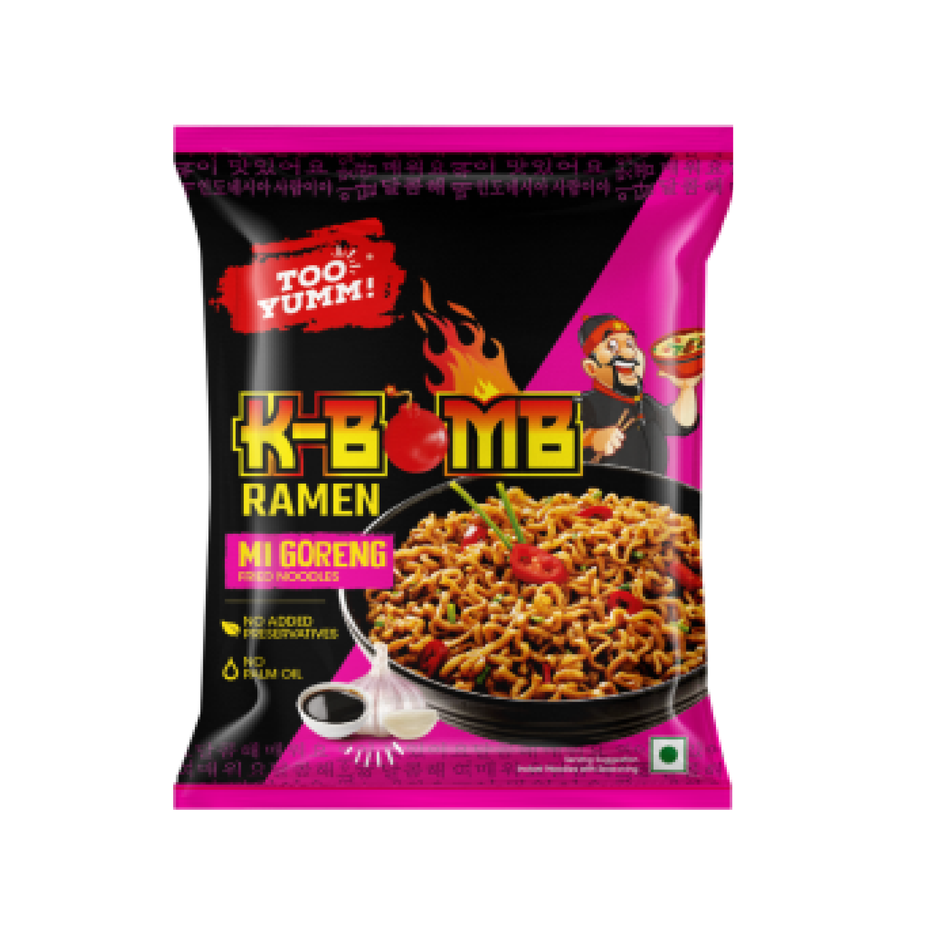 Too Yumm K-Bomb Ramen Mi Goreng Instant Noodles | Sweet n Spicy Flavour | Korean Veg