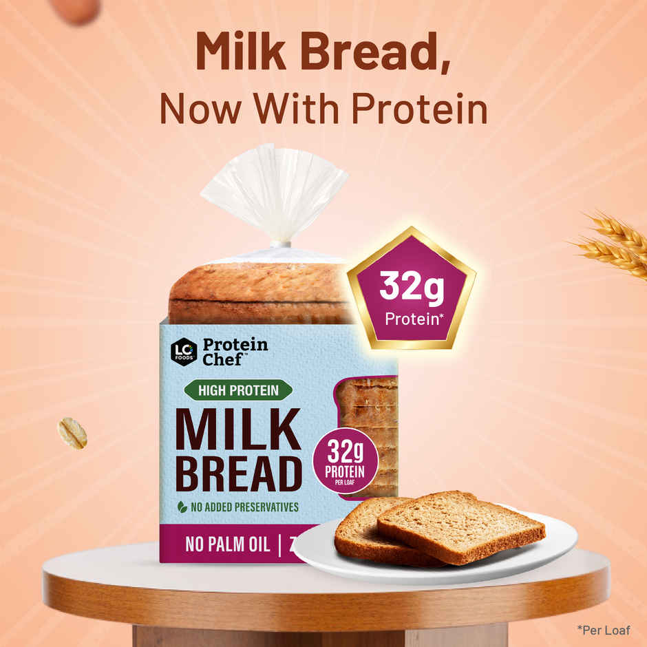 Protein Chef High Protein Milk Bread | 32g Potein No Maida High Fiber Bread