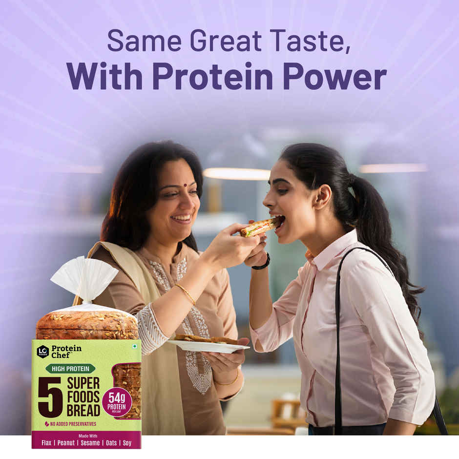 Protein Chef 5 Super Foods Multigrain Bread (54 g Protein / Zero Maida / Premium Brown Atta Bread)