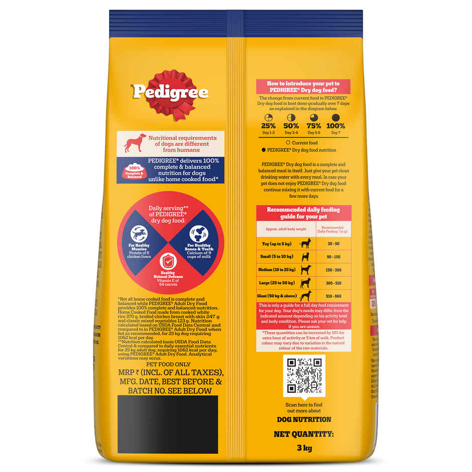Pedigree Adult Chicken & Vegetables Dry Dog Food