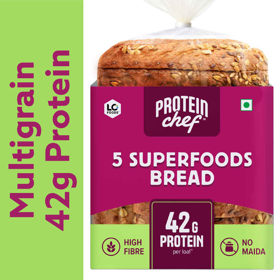 Protein Chef 5 Super Foods Multigrain Brown Bread (Zero Maida, High Protein) Made with MP Sharbati Combo