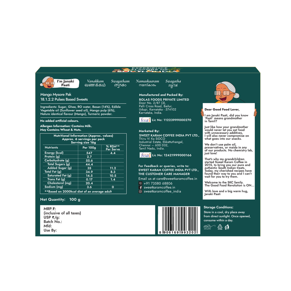 Sweet Karam Coffee Mango Mysore Pak by Sweet Karam Coffee - No Preservatives