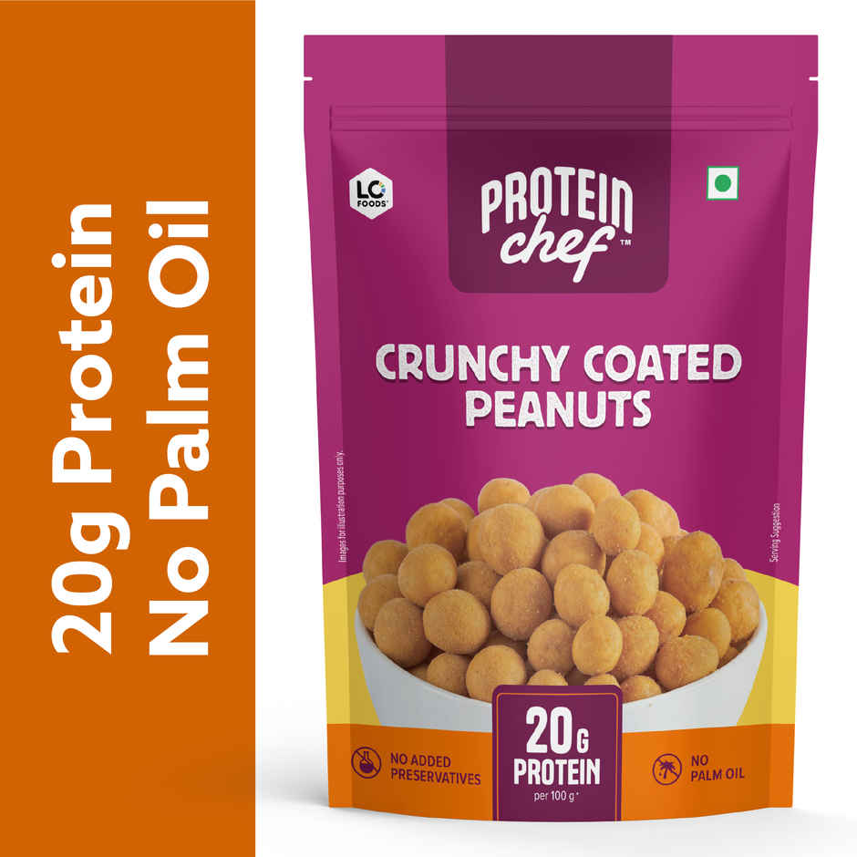 Protein Chef Crunchy Coated Peanuts | No Palm Oil Masala Roasted 20g Protein Healthy Snacks