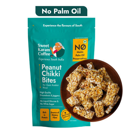 Sweet Karam Coffee Peanut Chikki Bites - No White Sugar, No Liquid Glucose