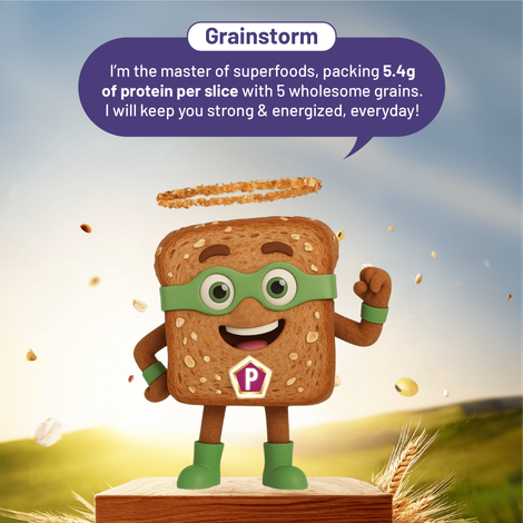 Protein Chef 5 Super Foods Multigrain Brown Bread (Zero Maida, High Protein) Made with MP Sharbati