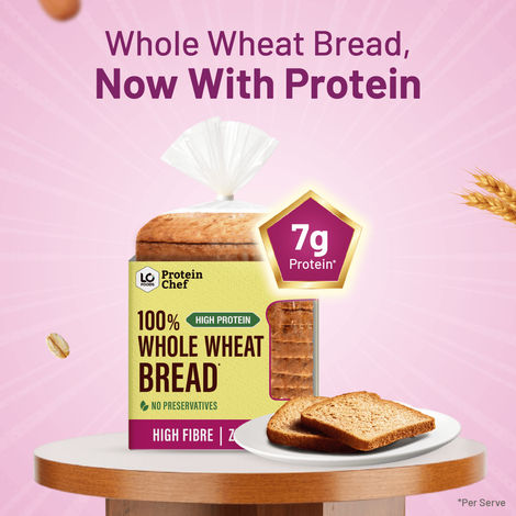 Protein Chef High Fibre 100% Whole Wheat Bread (Zero Maida) - Atta Bread Made MP Sharbati Wheat