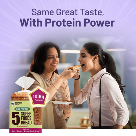 Protein Chef 5 Super Foods Multigrain Brown Bread (Zero Maida, High Protein) Made with MP Sharbati