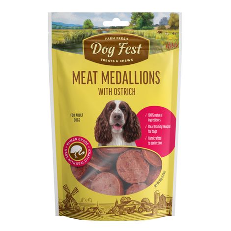 Dogfest Ostrich Medallions Dog Treat |100% Natural Dog Snack | Human-Grade Dog Treats