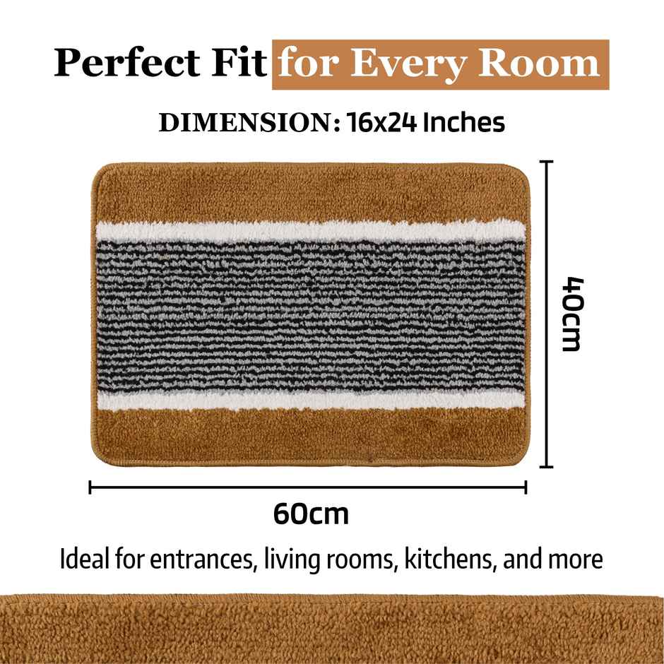 Kuber Water-Absorbent Door Mats 16x24 Inch | Micro Wings Lining | Golden