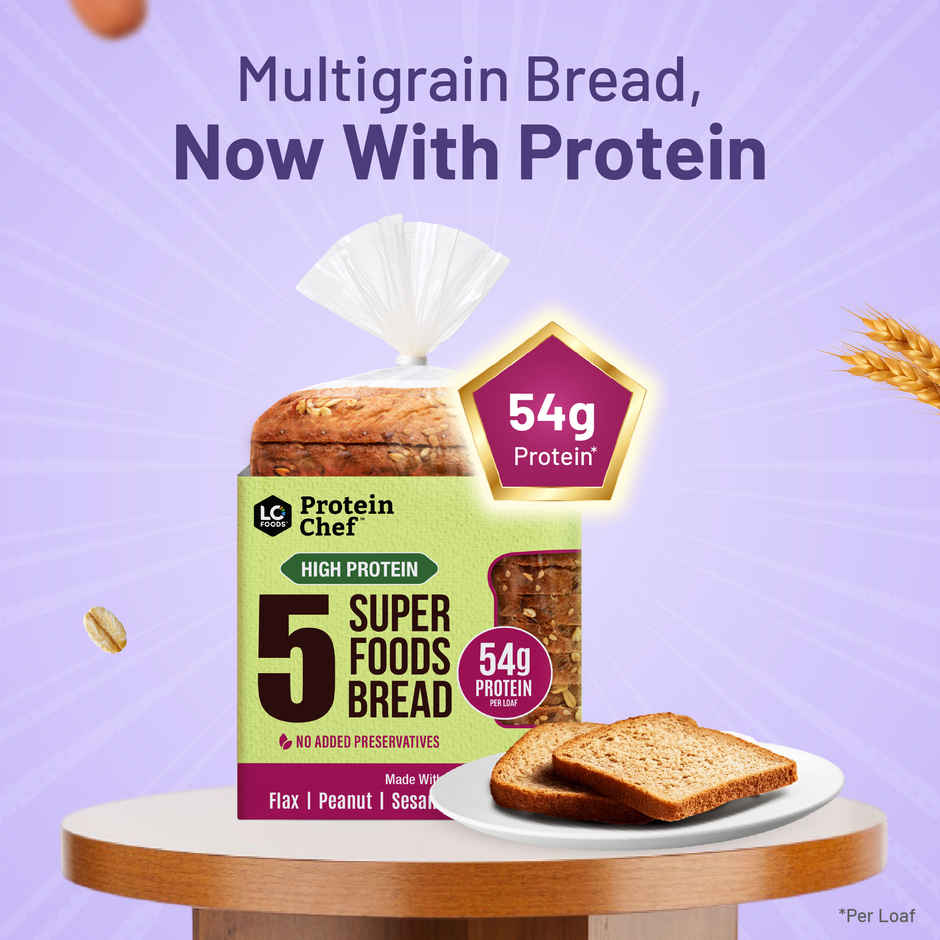 5 Super Foods Multigrain Bread (54 g Protein / Zero Maida / Premium Brown Atta Bread)