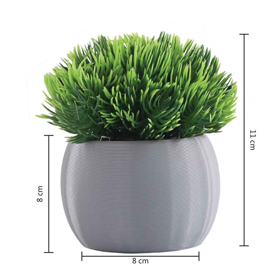 Kuber Industries 4 Pcs Set Plastic Mini Bonsai Artificial Plants with Pot | Puffy - Grey